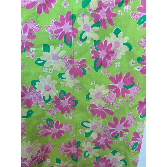 Lilly Pulitzer VTG Daisy Floral Mid Rise Capri Pants Cuff Pockets Green Sz 4 - Picture 4 of 7